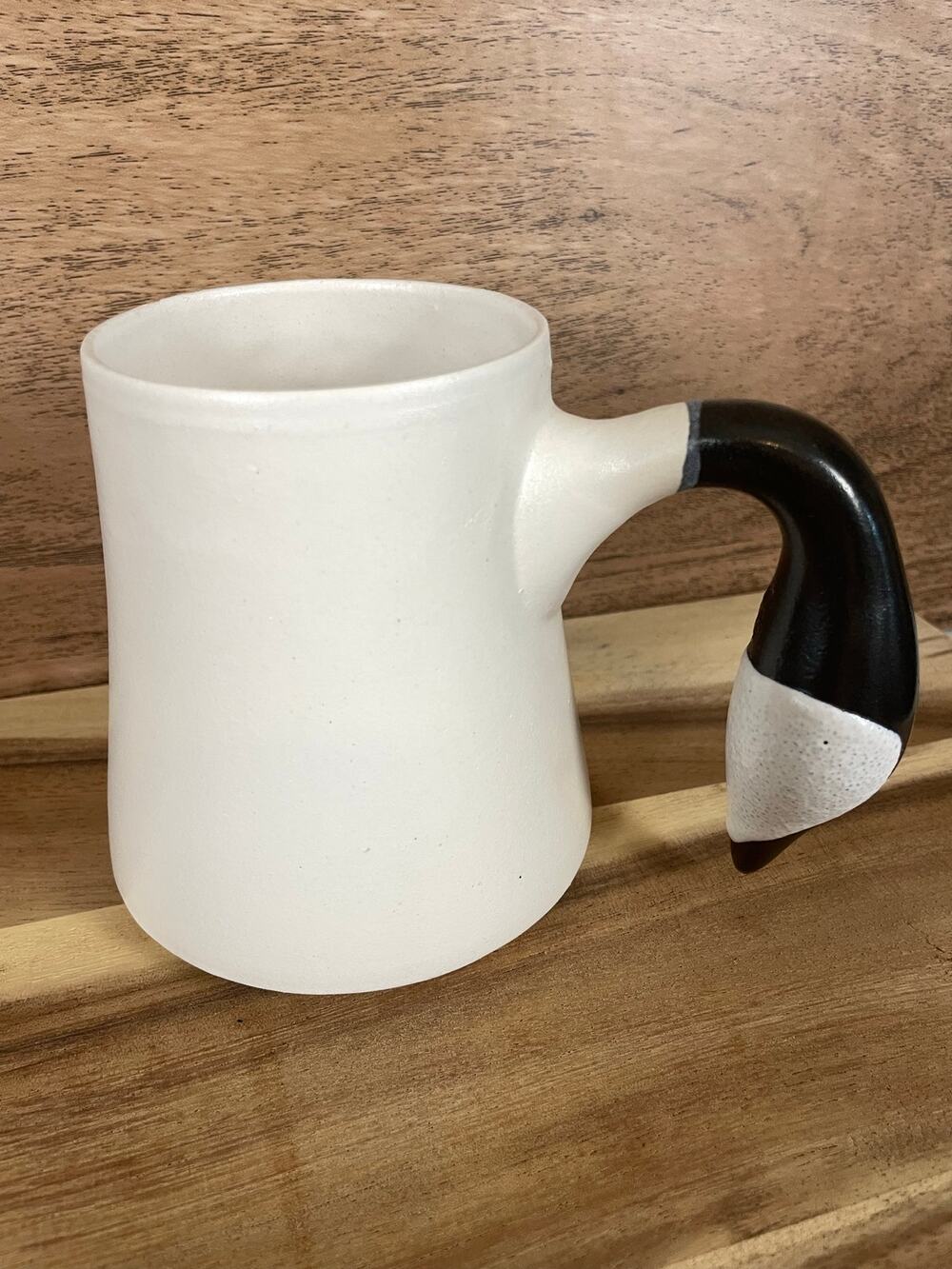 Vintage 1991 Steven Schiffer Signed Studio Pottery Canada Goose Handle Mug - Picture 1 of 11